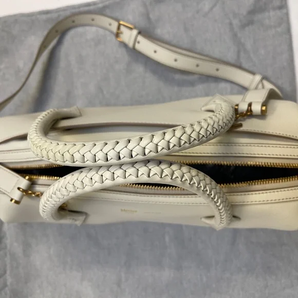 Meltier Cream Leather Satchel with Braided Top Handles - Picture 8 of 16